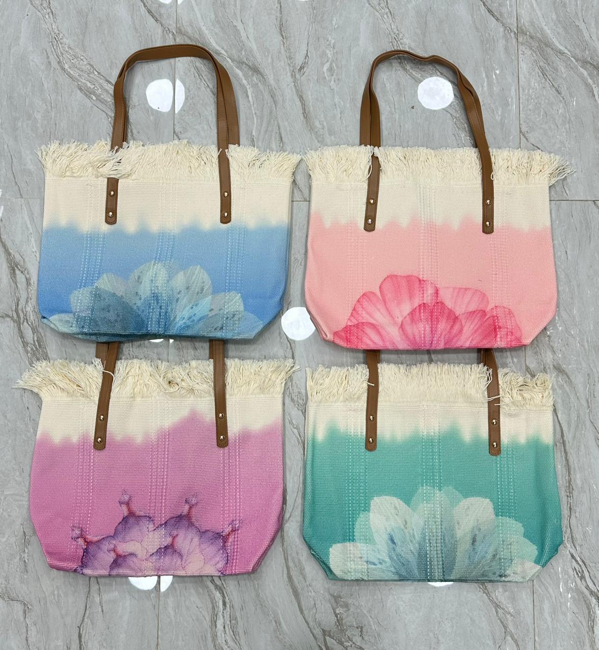 Fringe Floral Tote Bags